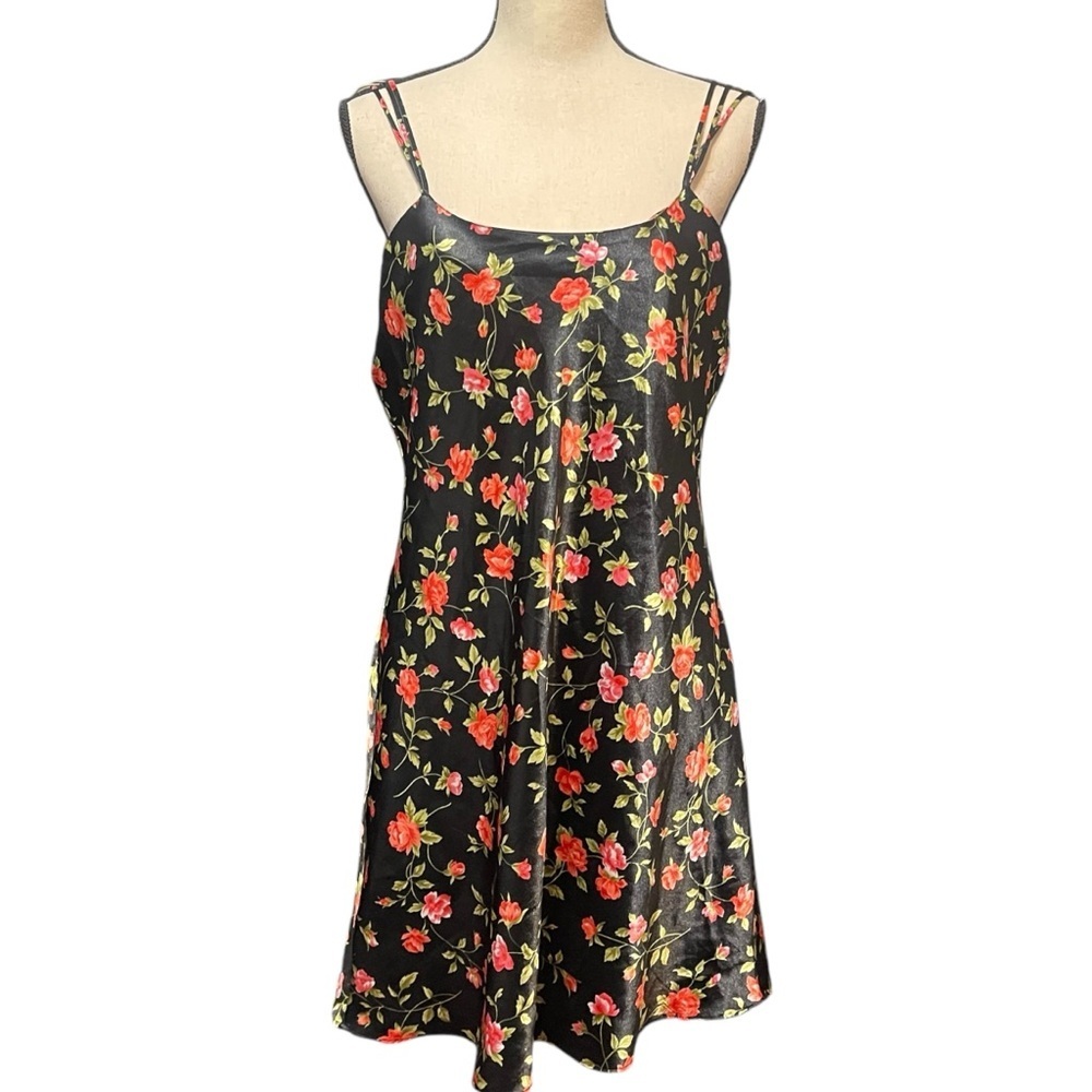 Vintage Intimate Moods Sexy Slip Night Gown Dress Chemise Floral Rose 90s Medium